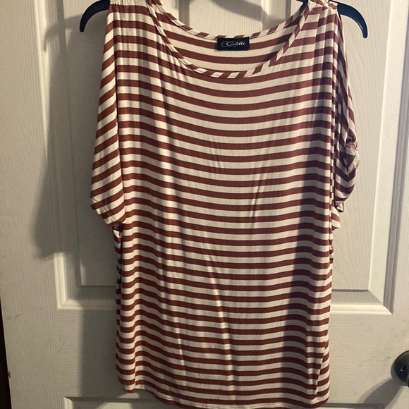 Colette Tops - Colette striped cold shoulder top